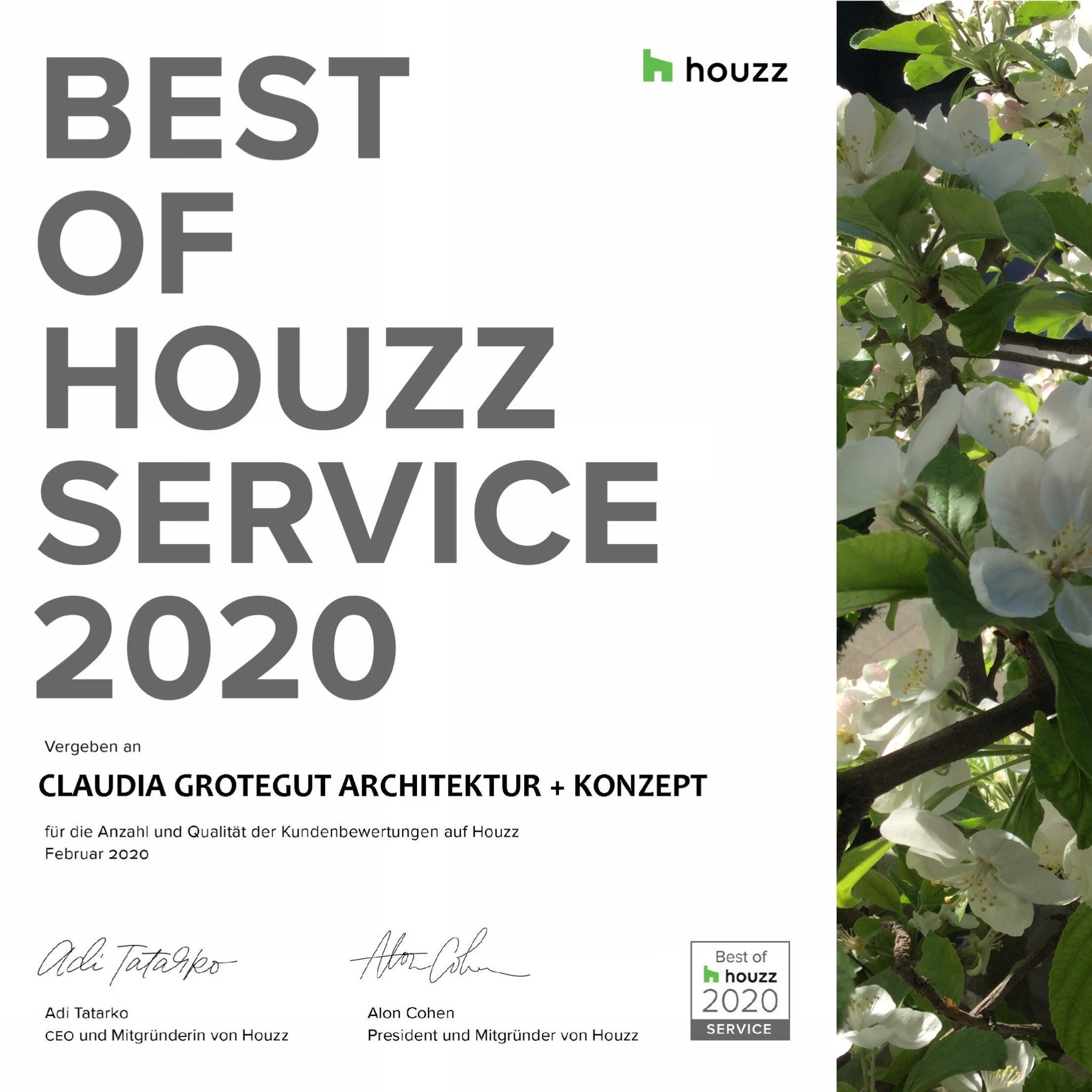 „Best of Houzz”-Award für Claudia Grotegut ARCHITEKTUR + KONZEPT in Essen